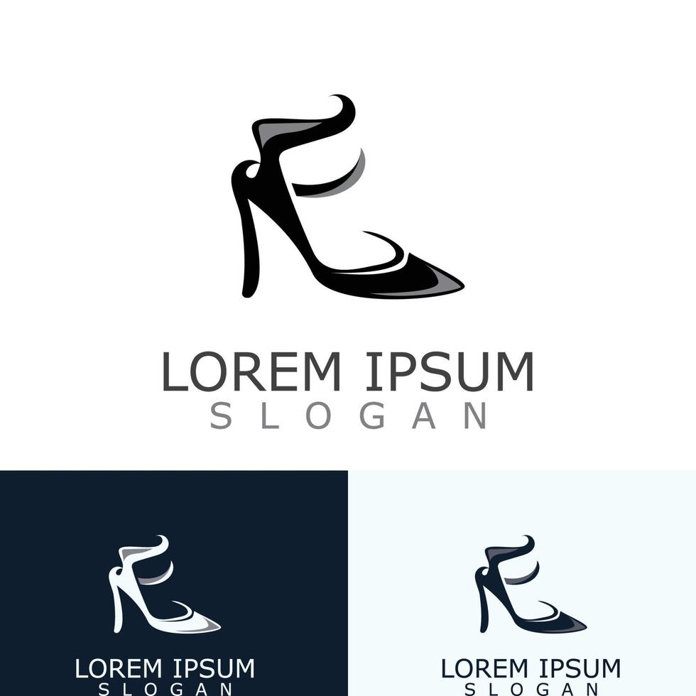 kvinnor skor logotyp design hög häl mode ikon mall vektor för företag Lagra