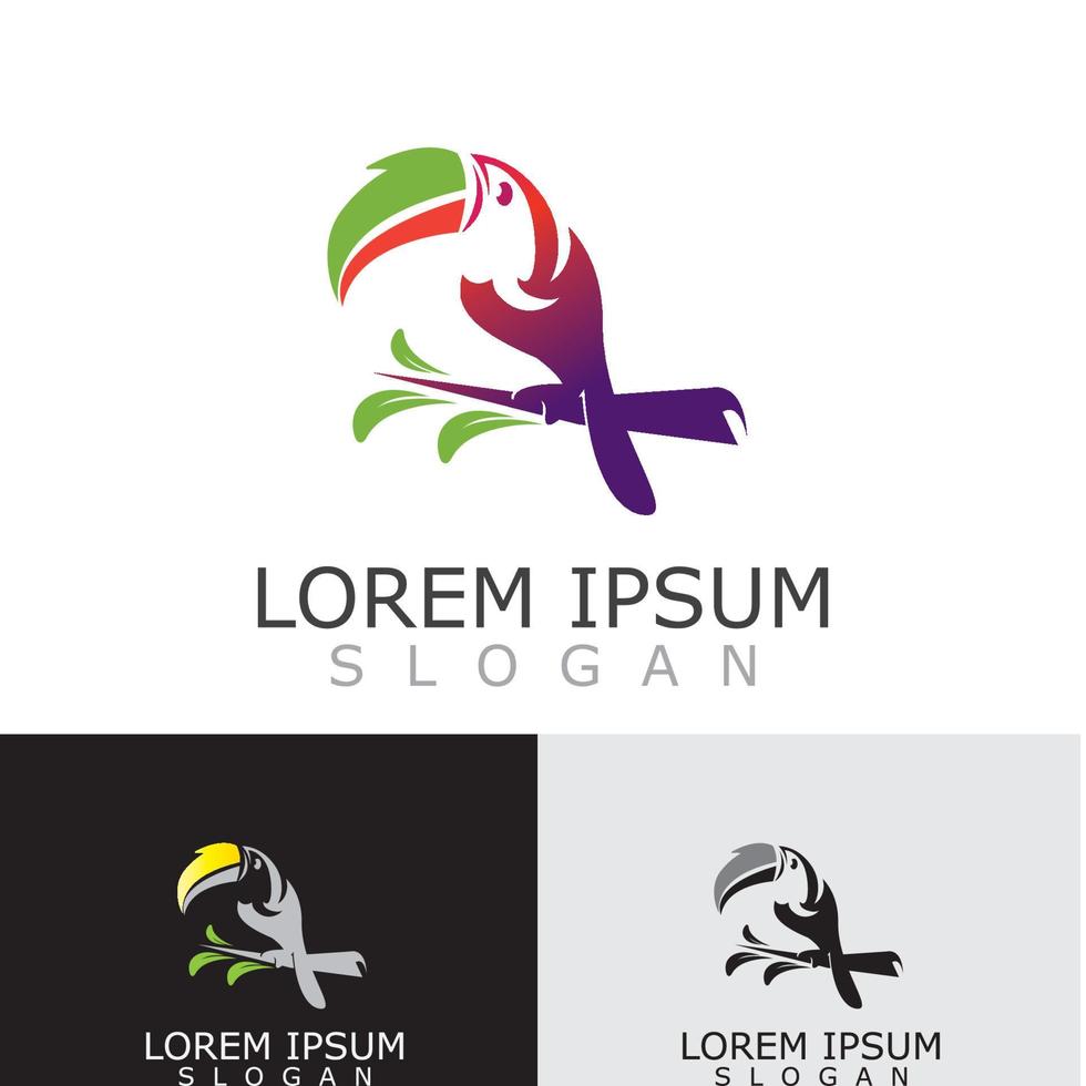 Tukan einfach Logo Design Bild Vogel Vektor Illustration