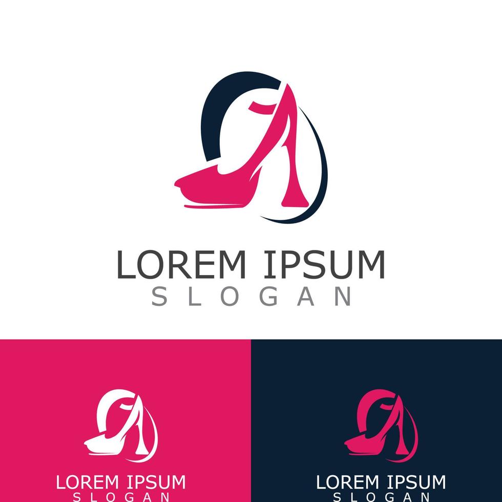 Frauen Schuhe Logo Design hoch Hacke Mode Symbol Vorlage Vektor zum Geschäft Geschäft