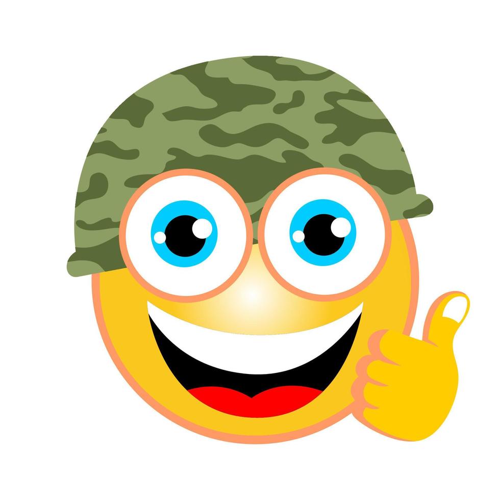 vektor tecknad serie av soldat emoji med tummen upp