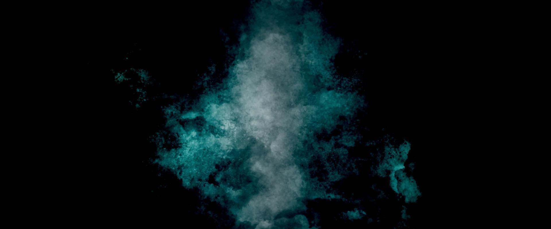 Hintergrund mit Wolken. alt Jahrgang Blau Grün Hintergrund mit betrübt Textur und Grunge Design mit schwarz Grenze. kosmisch Neon- Polar- Beleuchtung Aquarell Hintergrund vektor