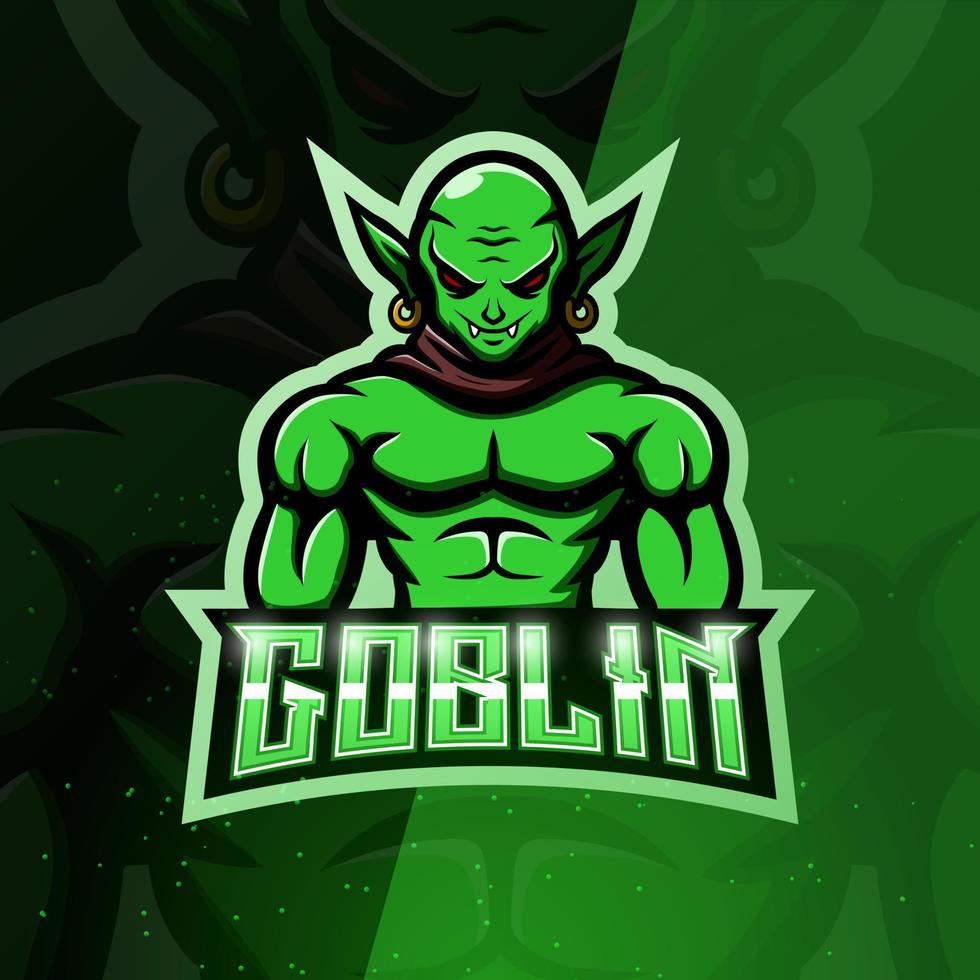 grön goblin maskot esport logotypdesign vektor