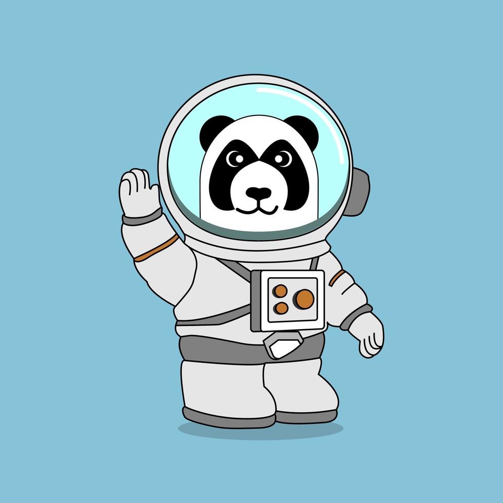 panda astronaut lyfter höger hand, perfekt för designprojekt vektor