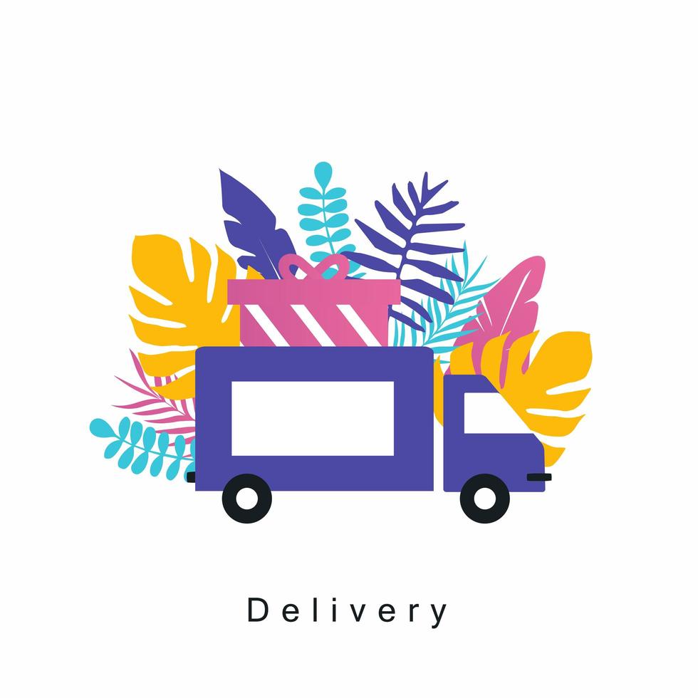 LKW-Lieferservice, Lieferung nach Hause, Kurierdienst, Transport, Frachtversand flache Vektor-Illustration Design. Paketversanddesign für Webbanner und Apps vektor