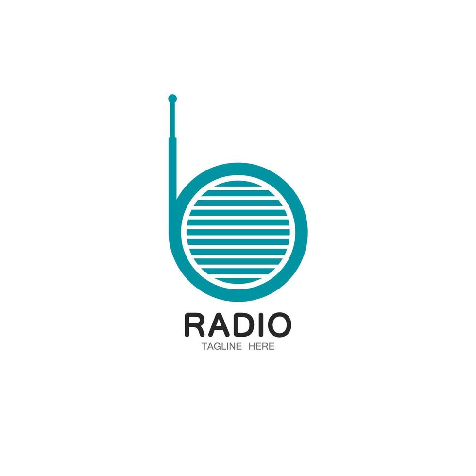 radio logotyp mall vektor ikon illustration