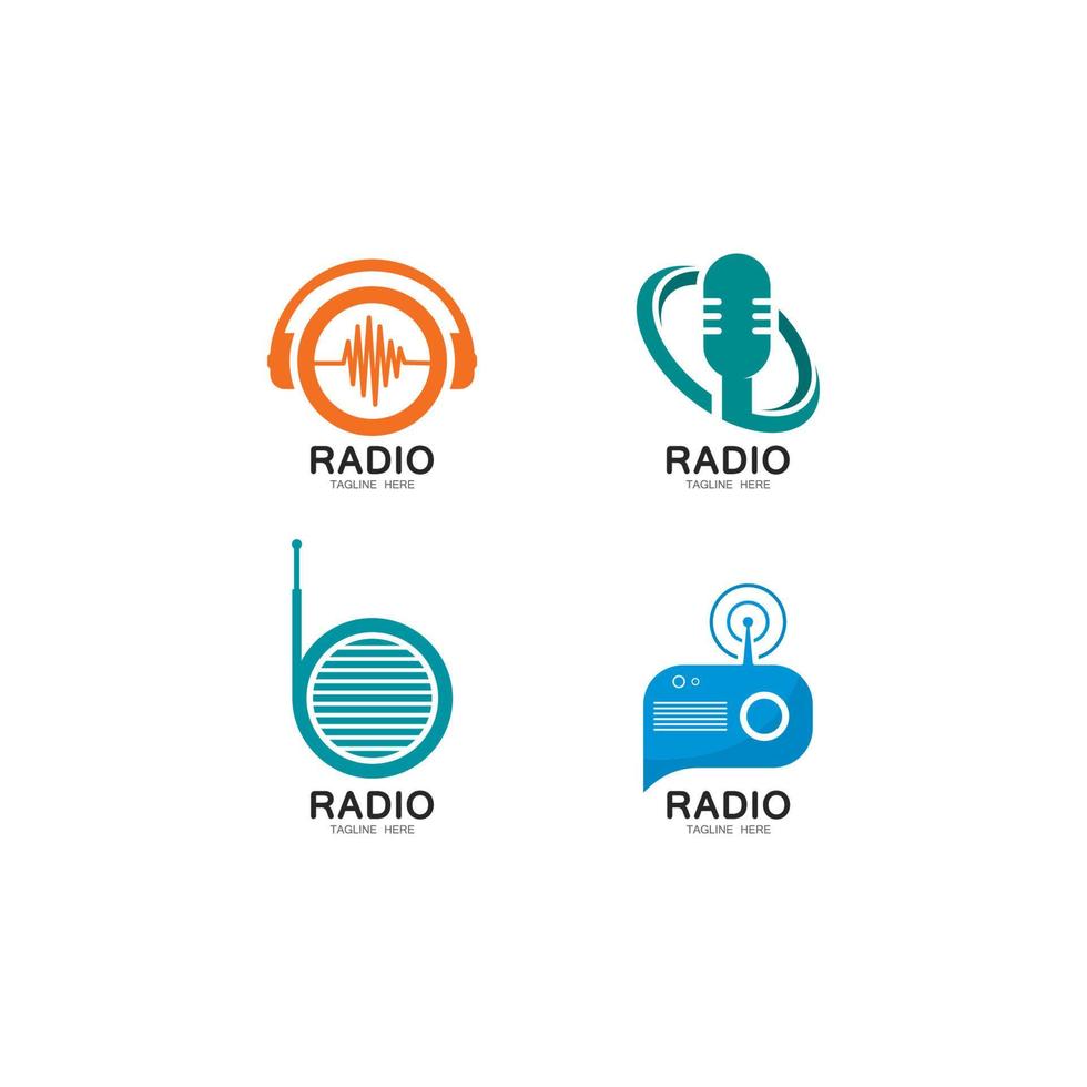 radio logotyp mall vektor ikon illustration