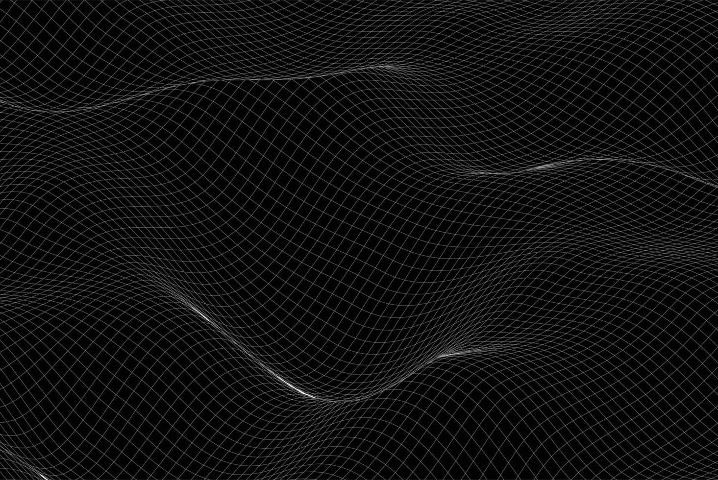 abstrakt landskap på en mörk bakgrund. cyberrymden rutnät. Hej tech nätverk. 3d illustration vektor