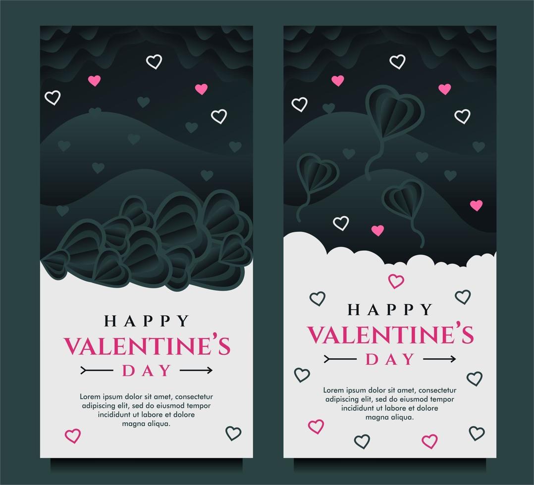 Happy Valentinstag Banner Vorlage mit dunklem und grauem Hintergrund vektor