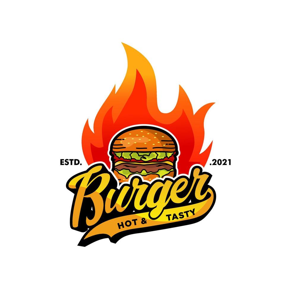 heiß Burger Logo Prämie Vektor