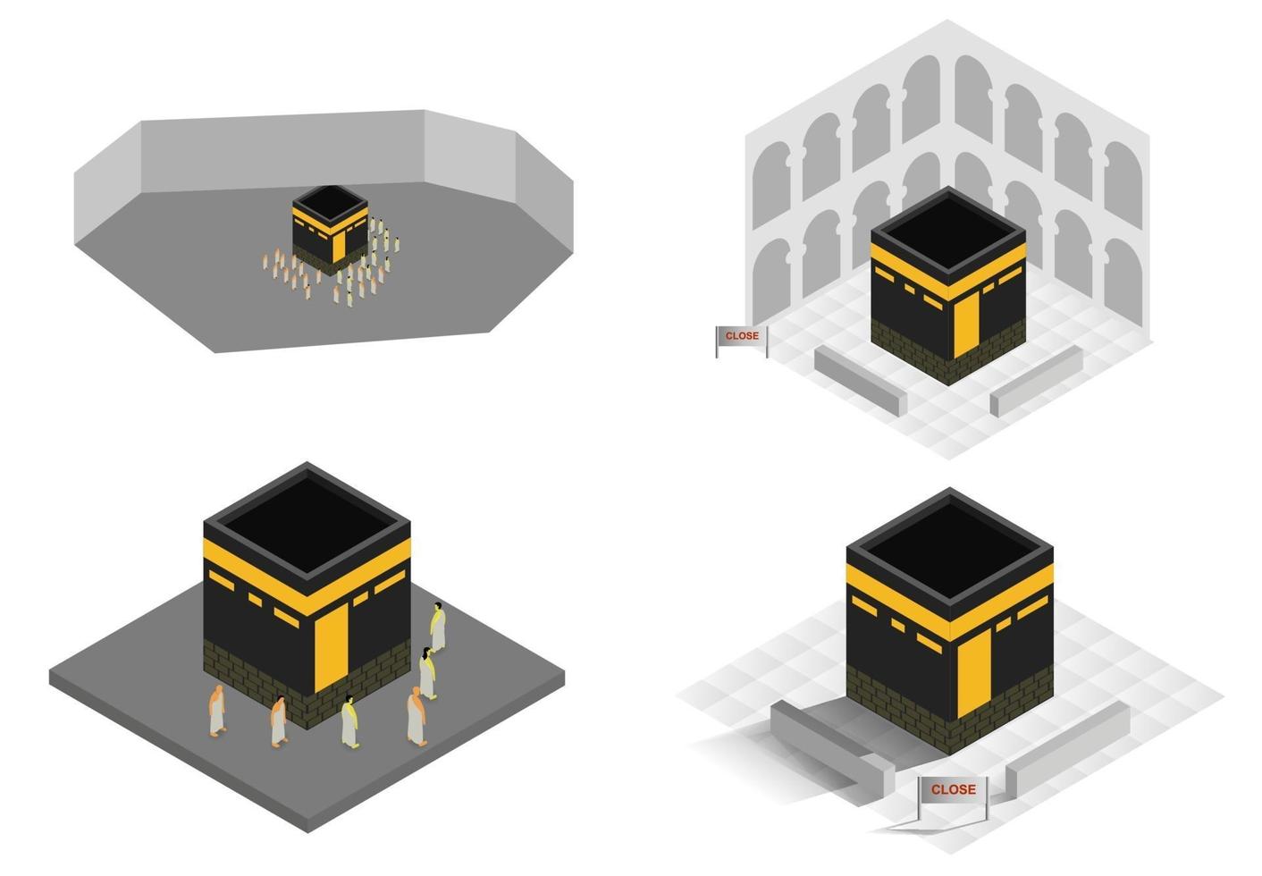 isometrisk vektor den heliga moskén mekka illustration.
