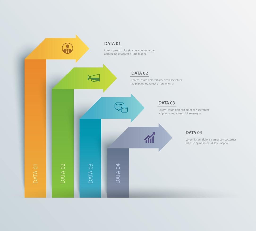 4 Dateninfografiken Registerkarte Papier Indexvorlage. abstrakter Hintergrund der Vektorillustration. kann für Workflow-Layout, Geschäftsschritt, Banner, Webdesign verwendet werden. vektor