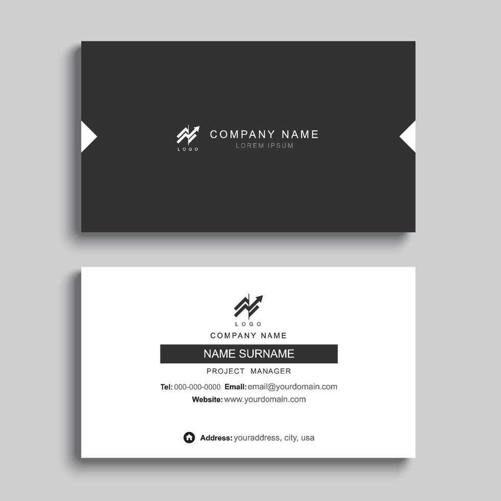 minimal visitkort utskrift mall design. svart färg och enkel ren layout. vektor