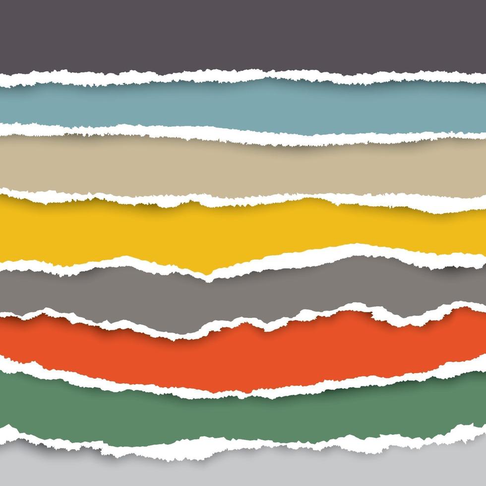 en uppsättning trasiga pappersbitar i många färger. använd som bakgrund och för att lägga till text för alla mönster. vektor