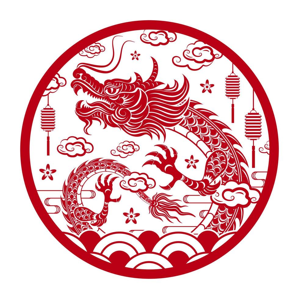 traditionell röd kinesisk drake vektor