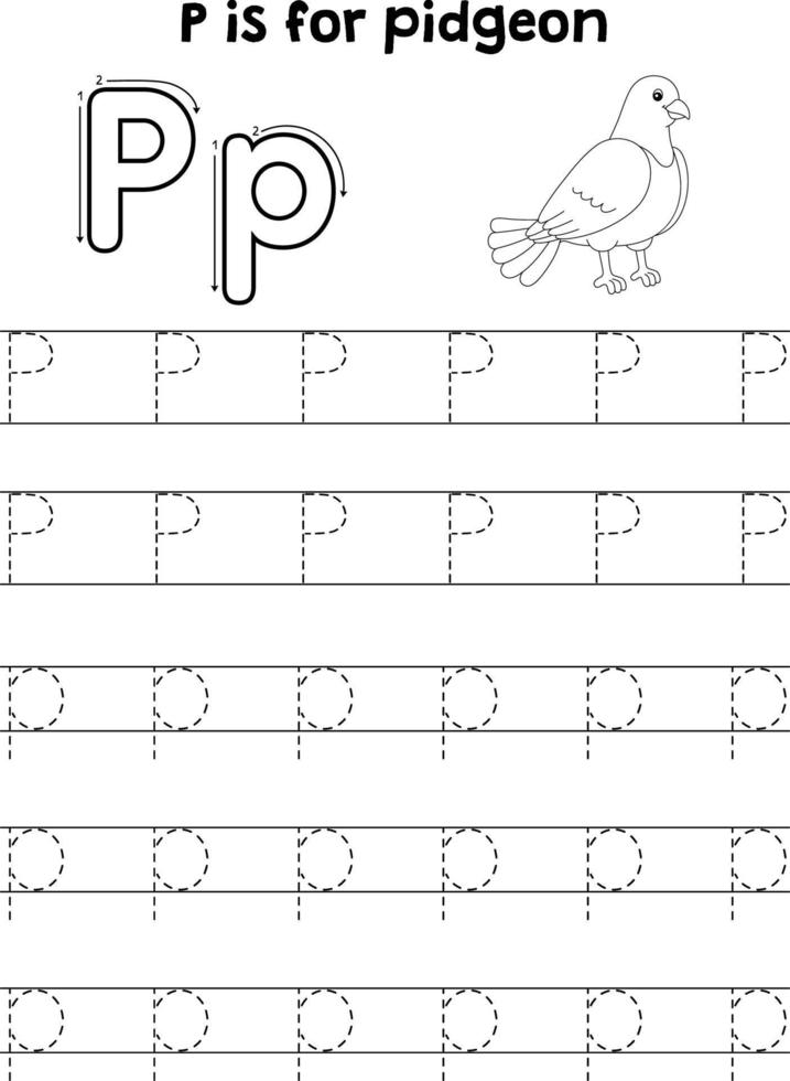 duva djur- spårande brev ABC färg sida z vektor