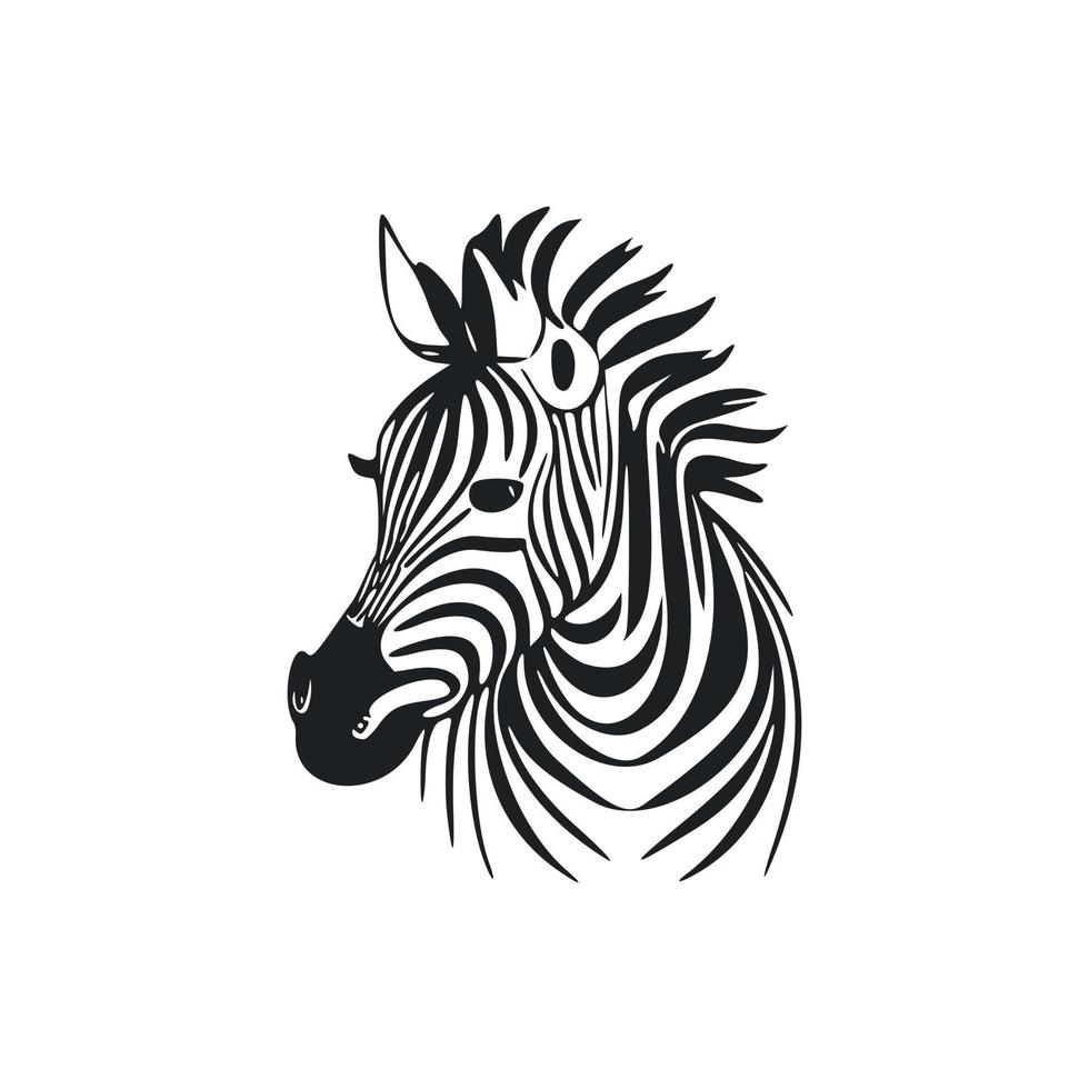 svart och vit okomplicerad logotyp med estetisk zebra vektor
