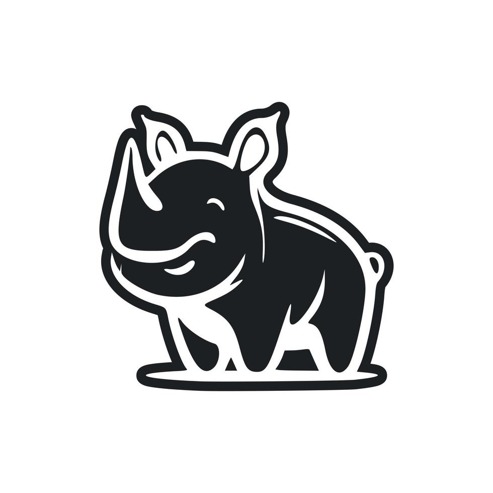 schwarz und Weiß einfach Logo mit bezaubernd heiter Nilpferd. vektor