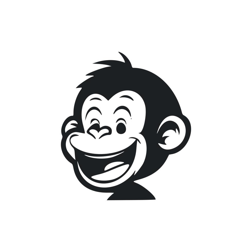 schwarz und Weiß minimalistisch Logo mit Süss und süß Affe. vektor
