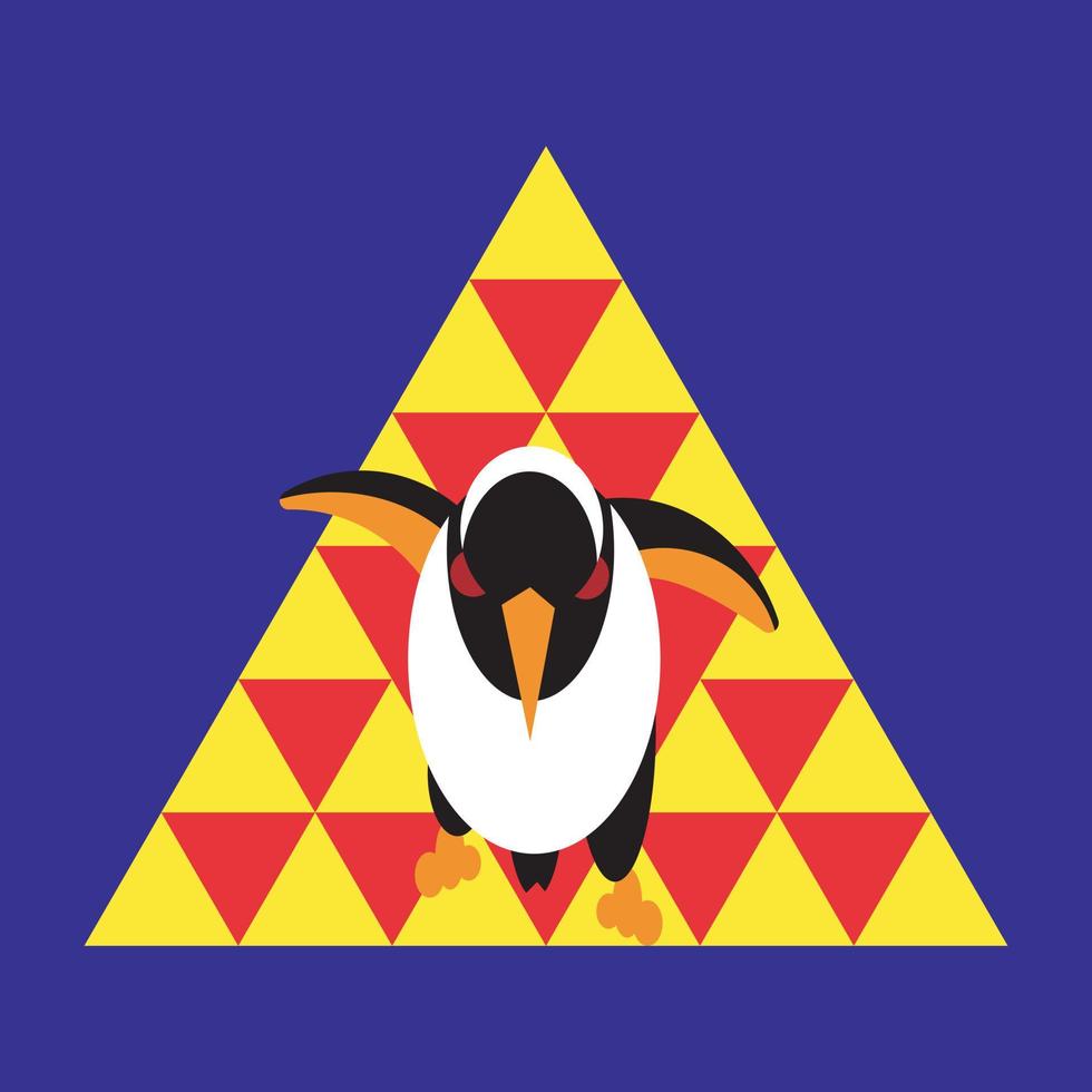 ett arg pingvin i en pyramid vektor