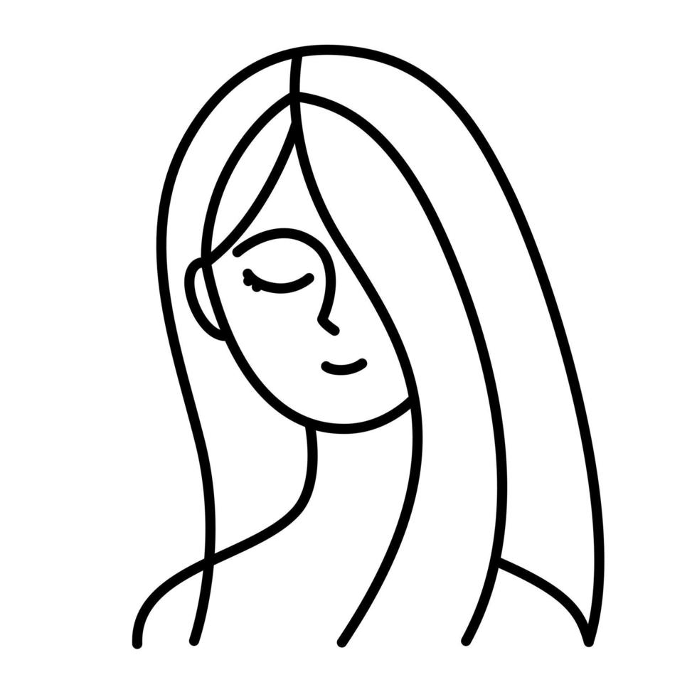 einfach Linie Zeichnung von ein Frau Kopf vektor