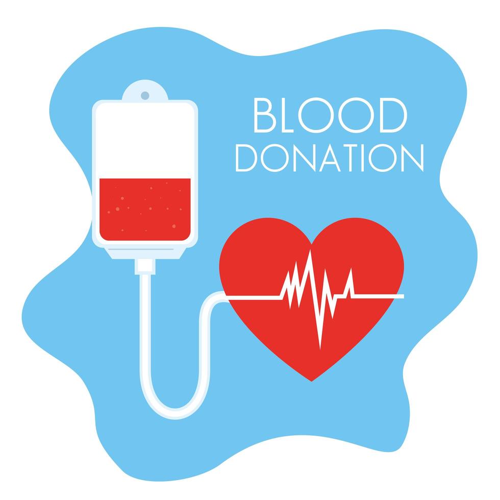 donation blodpåse med hjärta vektor