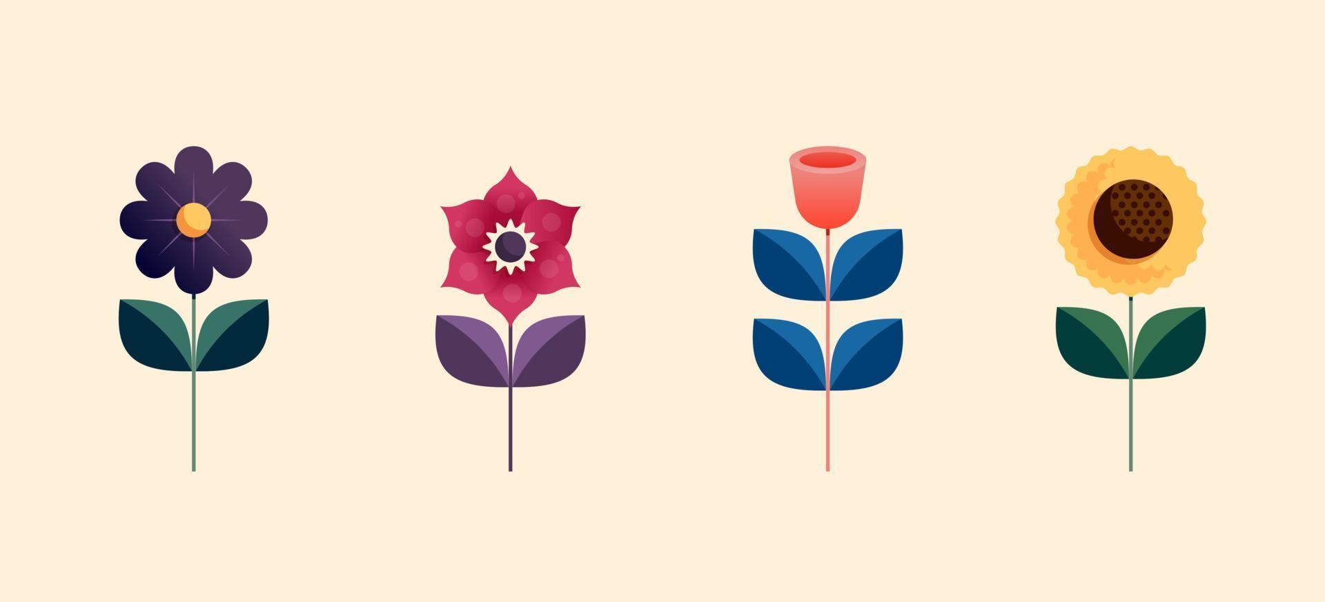 eben Vektor romantisch Blume Sammlung mit Rosen, Blätter, Blumen- Design Elemente. Illustration von Natur Blume Frühling und Sommer- im das Garten.