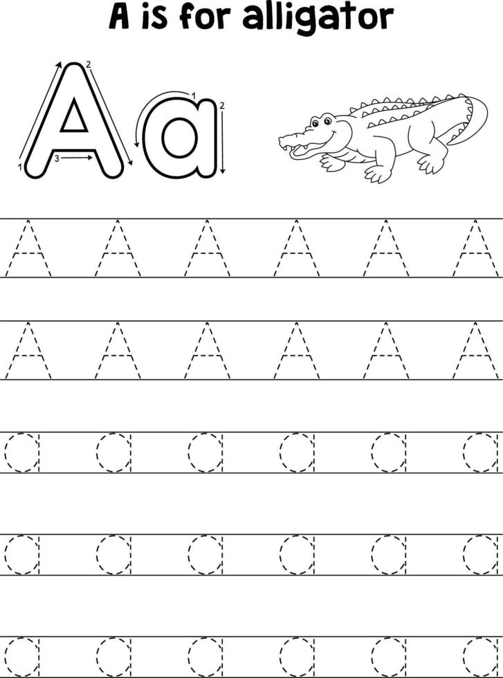 alligator djur- spårande brev ABC färg en vektor