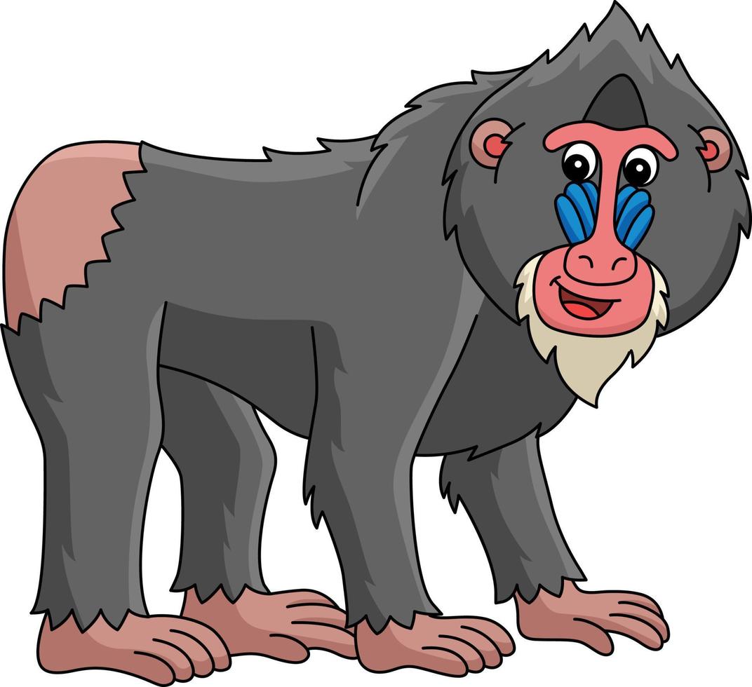 mandrill djur- tecknad serie färgad ClipArt vektor