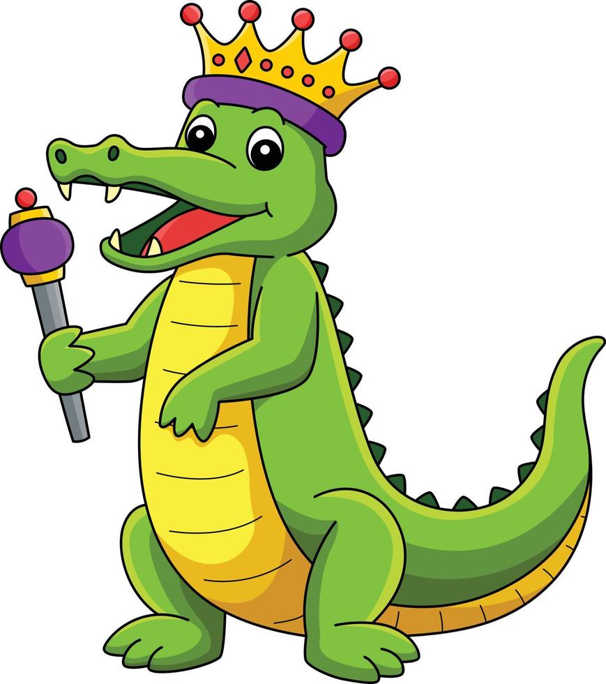 mardi gras krona kung krokodil tecknad serie ClipArt vektor