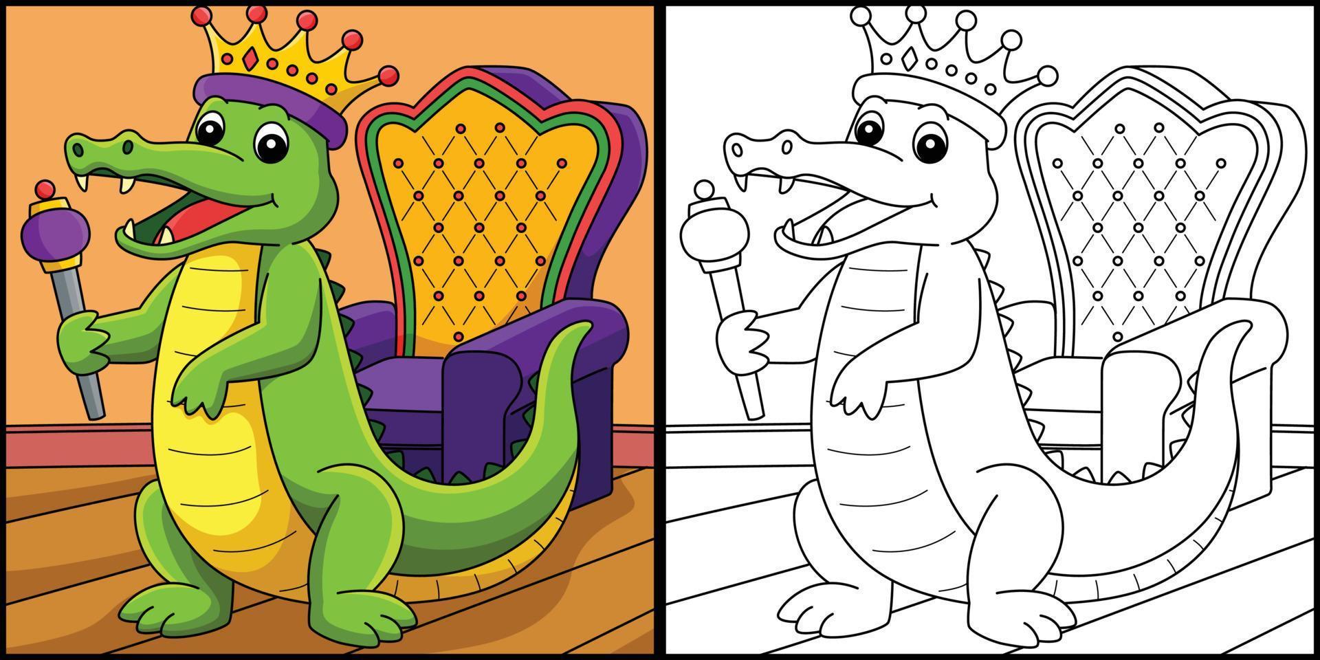 mardi gras krona kung krokodil illustration vektor