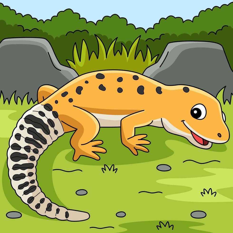 Leopard Gecko Anima farbig Karikatur Illustration vektor