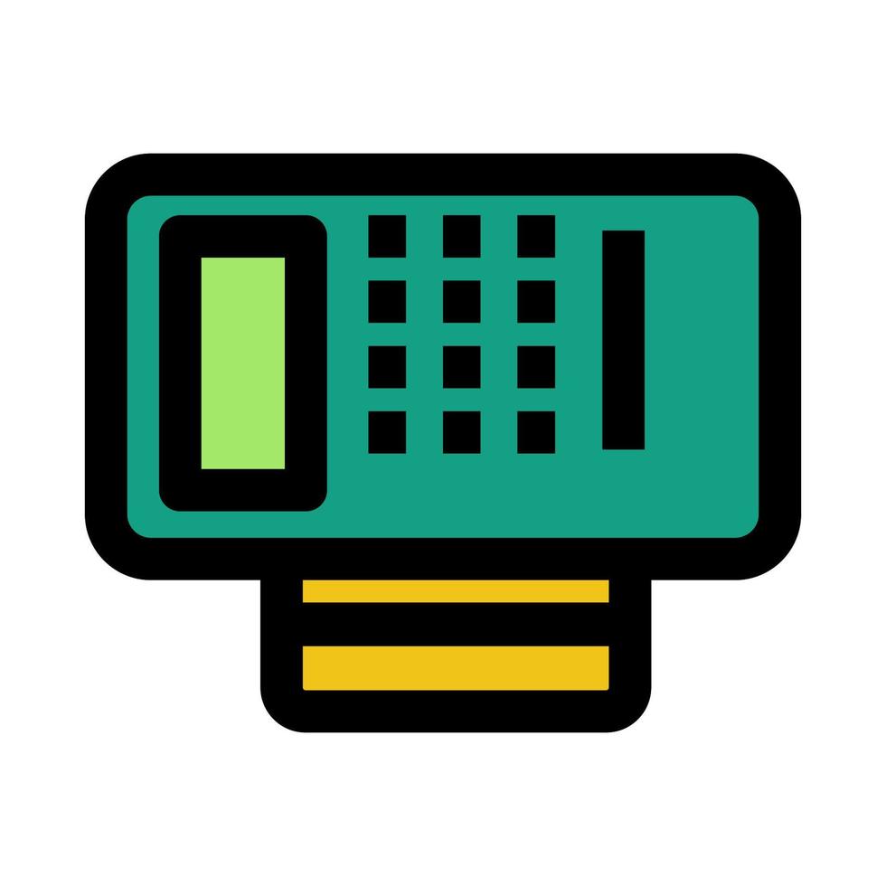 POS-Terminal-Symbolzeile isoliert auf weißem Hintergrund. schwarzes, flaches, dünnes Symbol im modernen Umrissstil. Lineares Symbol und bearbeitbarer Strich. einfache und pixelgenaue strichvektorillustration. vektor