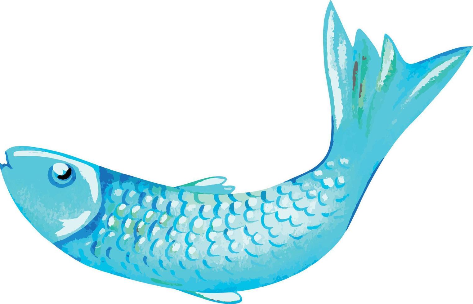 Blau Fisch Aquarell vektor