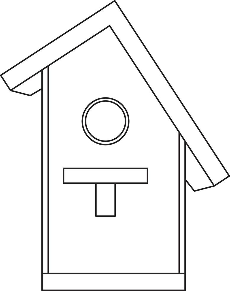 vektor illustration söt grön trä- fågelholk, små trä- hus, matare, vår illustration, klotter och skiss