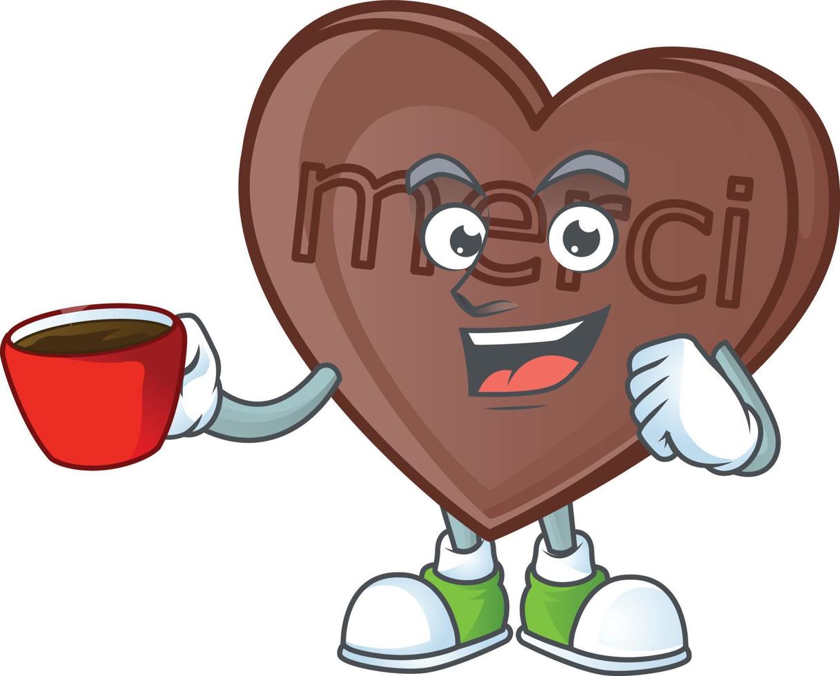 einer beißen Liebe Schokolade Karikatur Charakter Stil vektor