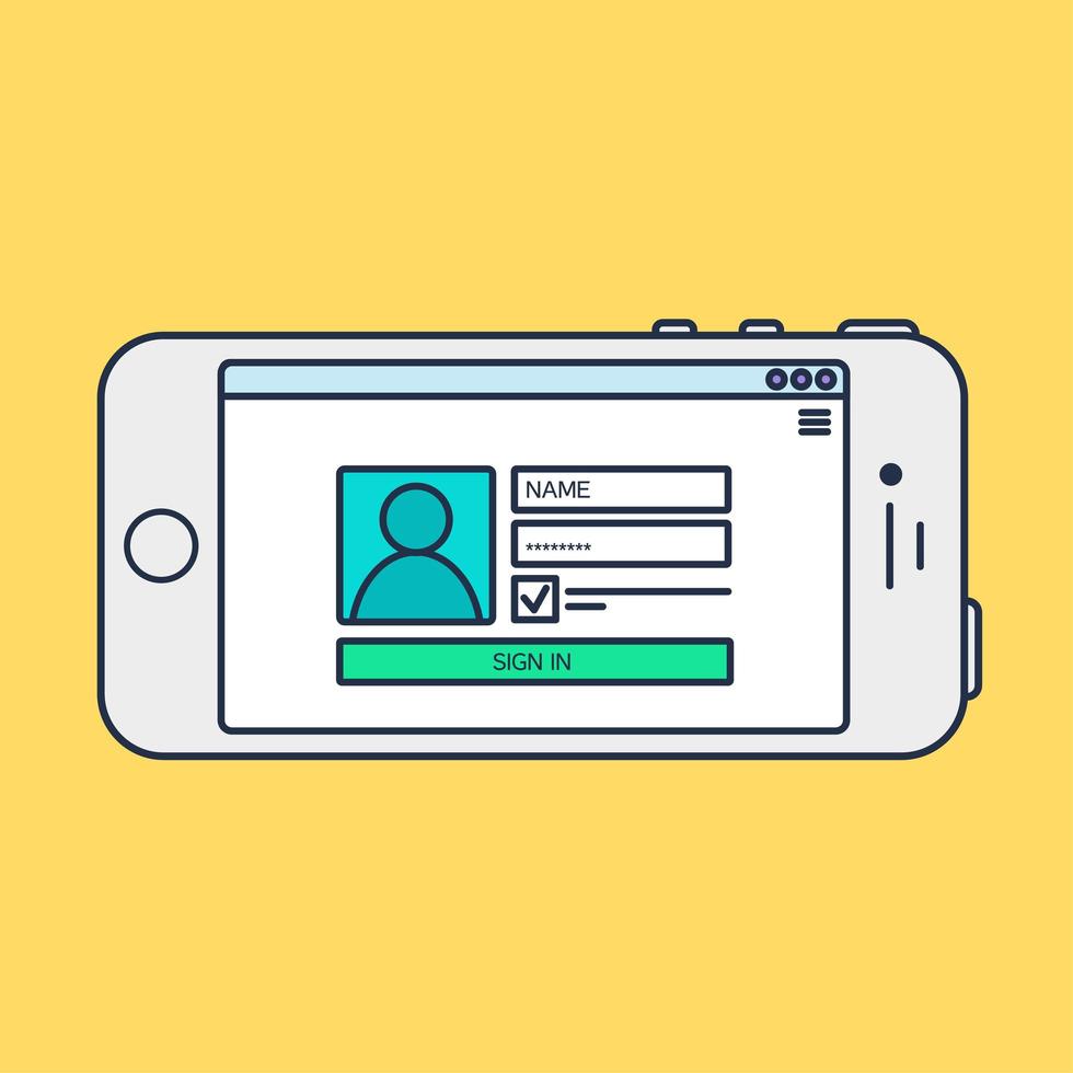 webbmall för inloggningsformulär för smartphone vektor