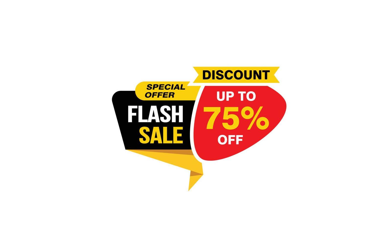 75-prozentiges Flash-Verkaufsangebot, Ausverkauf, Werbebanner-Layout mit Aufkleberstil. vektor