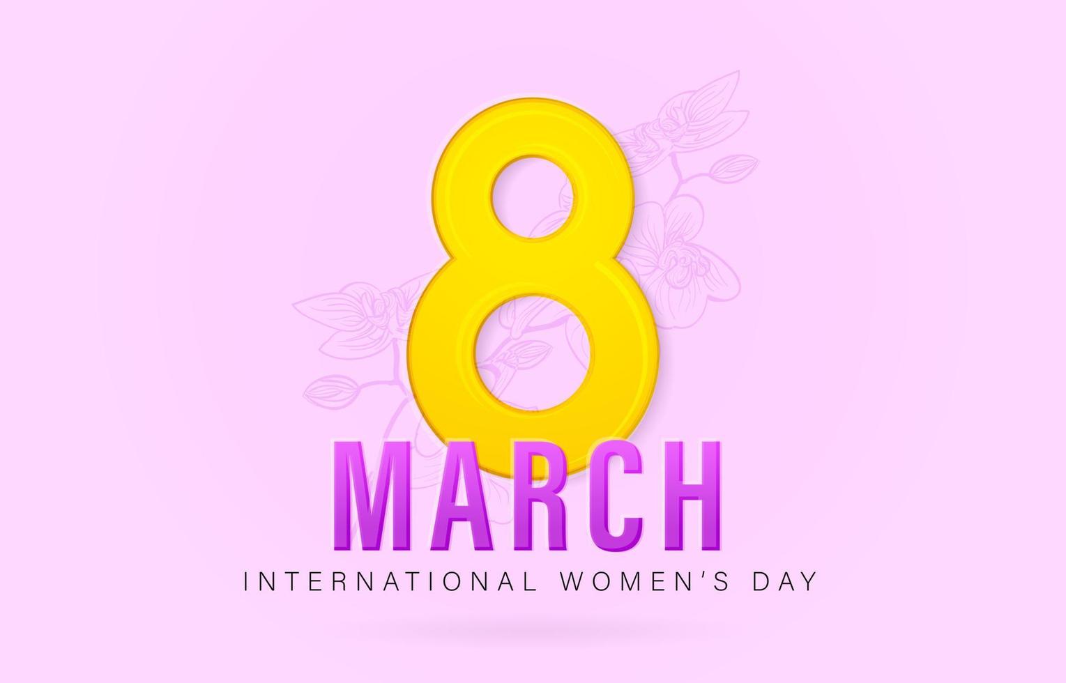 8 März International Damen Tag mit isoliert lila Hintergründe. anwendbar zum Poster, Banner und etwas vektor