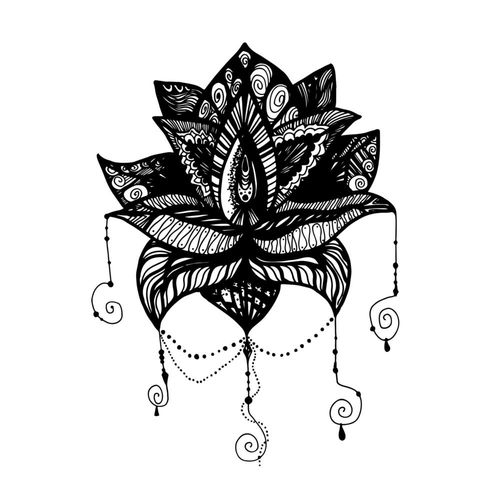 blomma lotus tatuering vektor