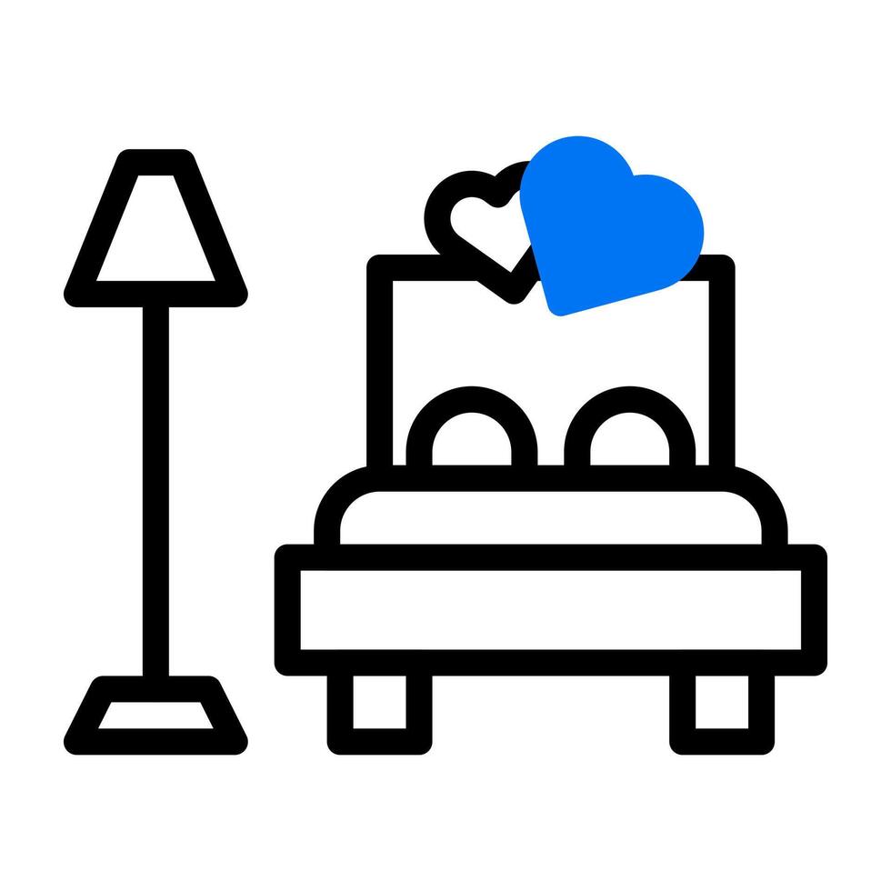 Bett Symbol Duotone Blau Stil Valentinstag Illustration Vektor Element und Symbol perfekt.