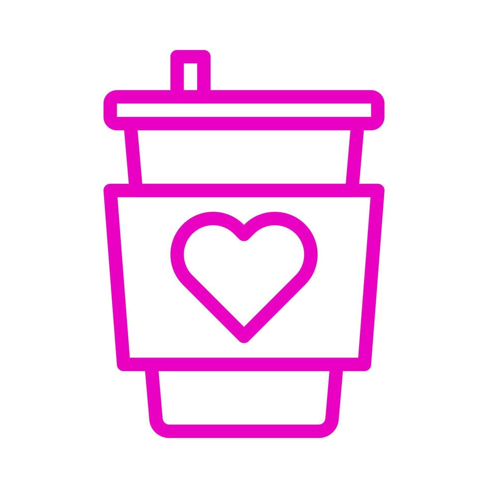 kopp ikon översikt rosa stil valentine illustration vektor element och symbol perfekt.