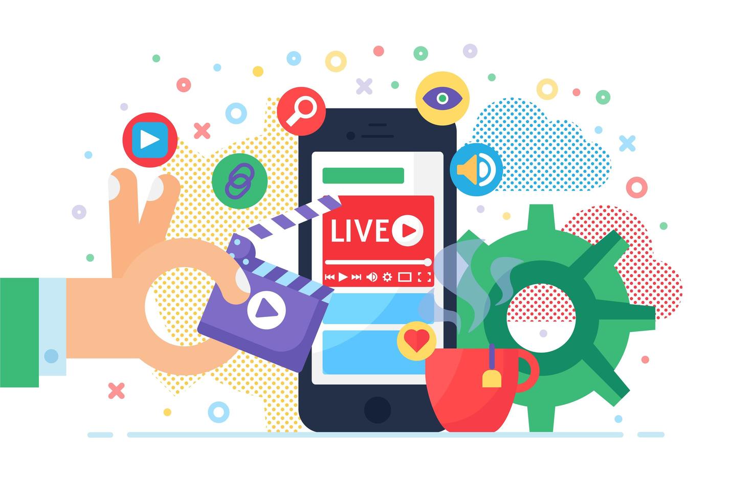 mobil live stream koncept illustration vektor