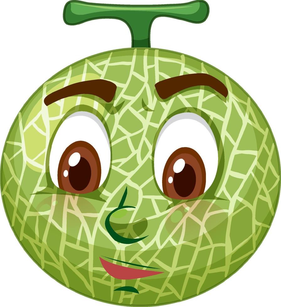 Cantaloupe Melone Zeichentrickfigur mit Gesichtsausdruck vektor