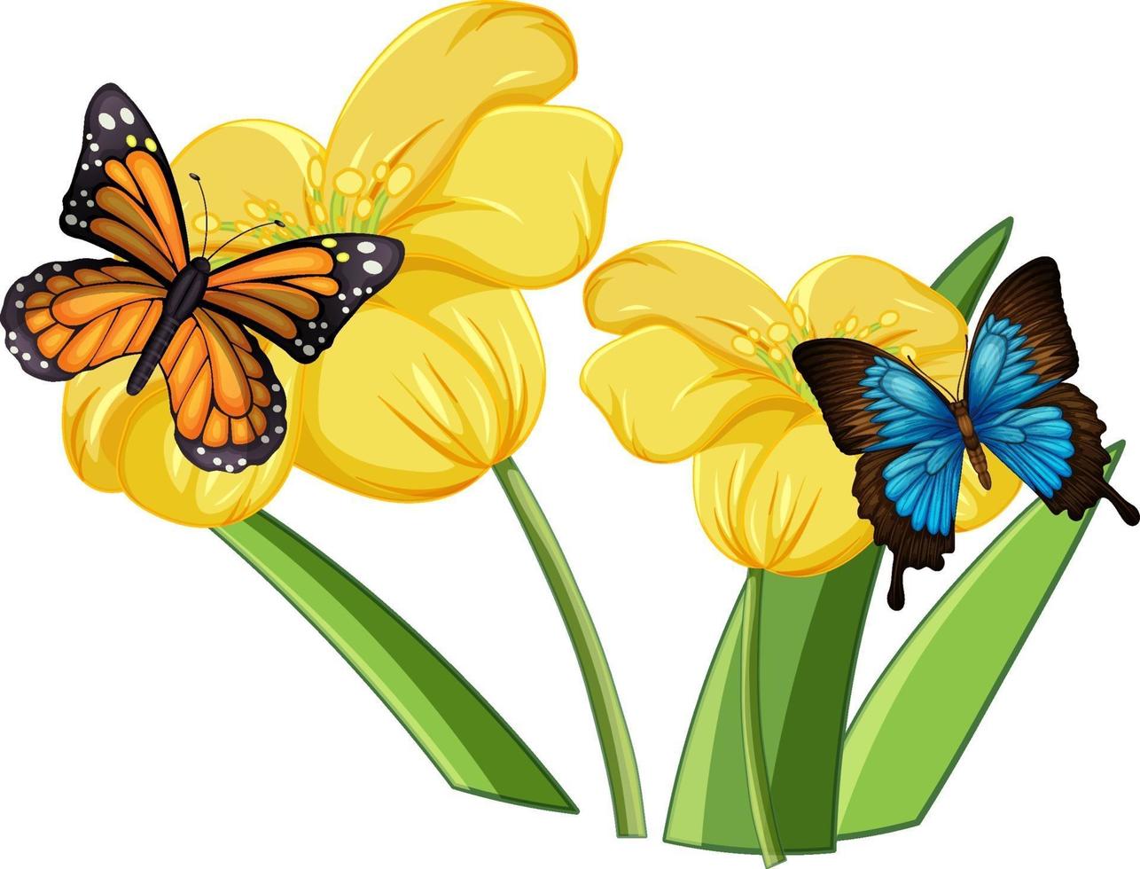 Nahaufnahme des Schmetterlings auf den Blumen vektor