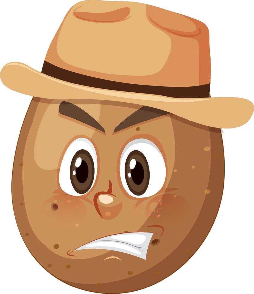 Kartoffel-Zeichentrickfigur mit Gesichtsausdruck vektor