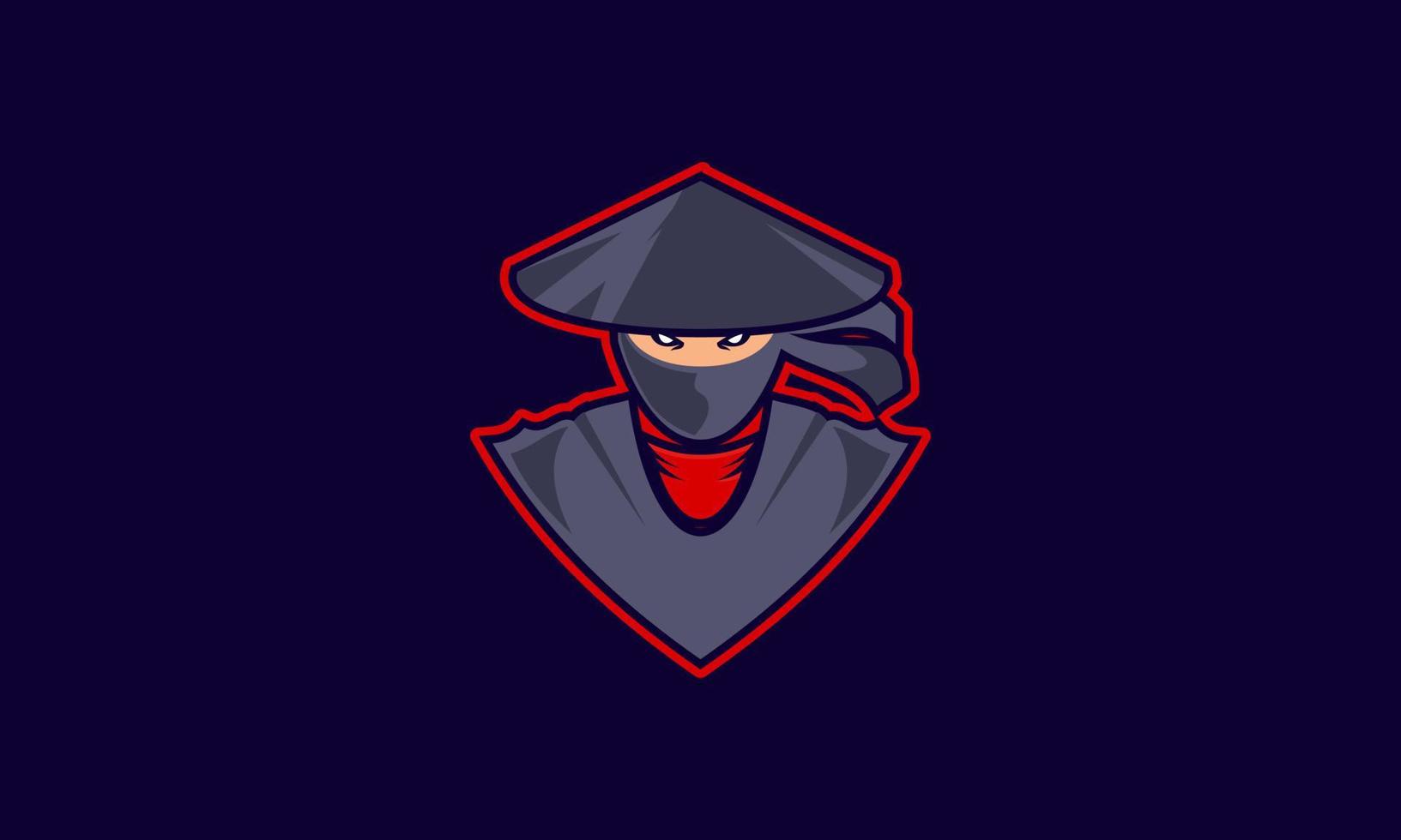 e-sport ninja maskot karaktär logotyp vektor