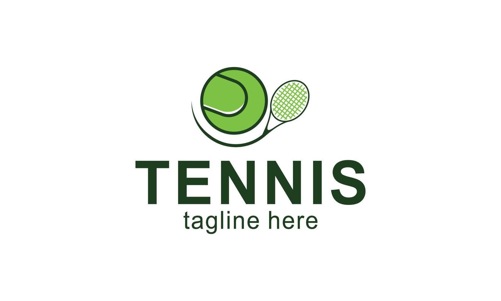 tennis racket och boll logotyp design vektor