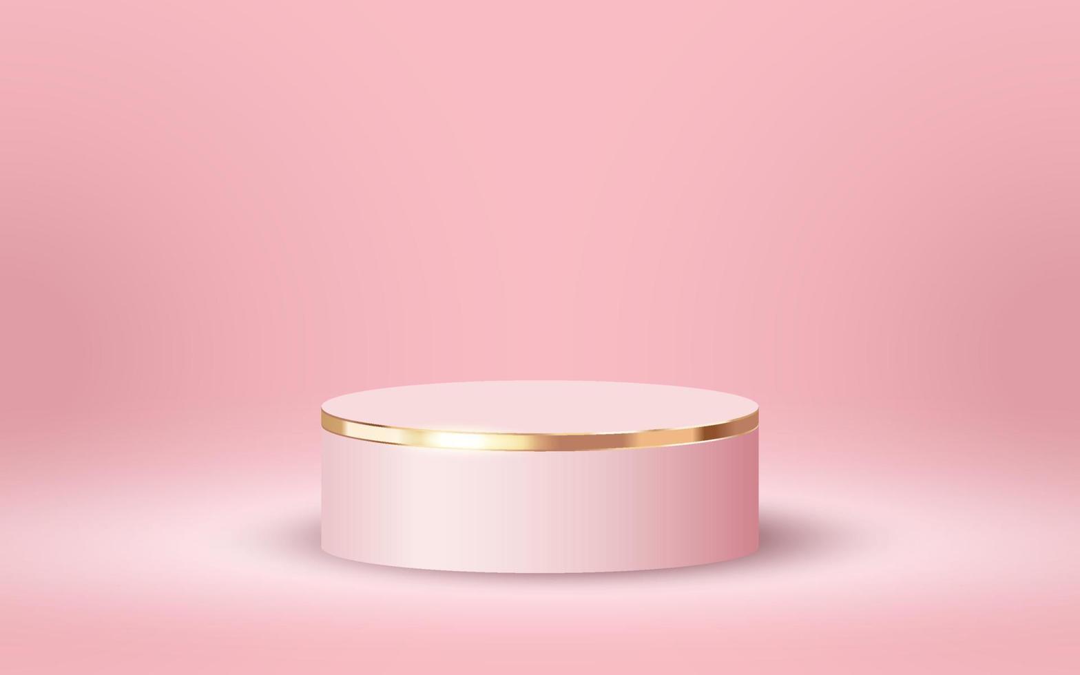 lyx 3d podium för tömma kosmetisk Produkter visa scen på mjuk rosa bakgrund vektor