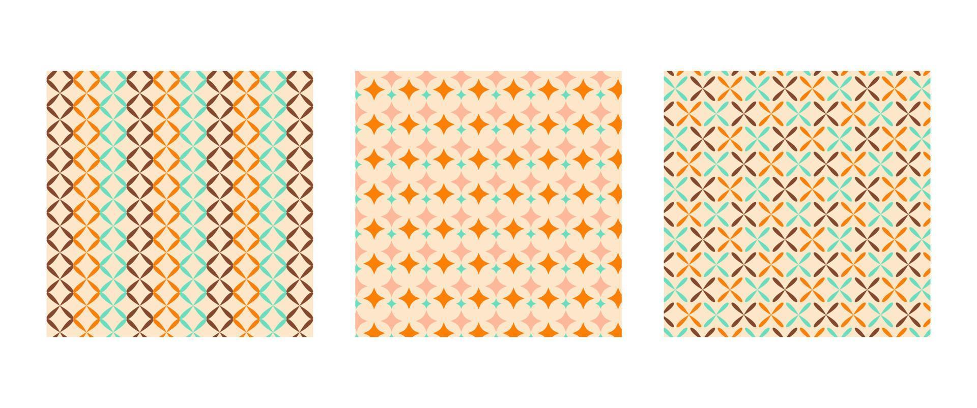 mitten århundrade modern mönster uppsättning. geometrisk färgrik bakgrunder för strö, bordsduk, vaxduk eller Övrig textil- design i retro stil vektor