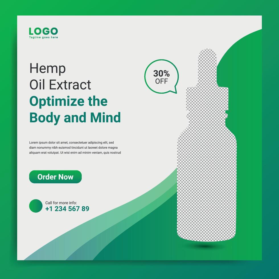 cbd Öl Marketing Sozial Medien Post Design Vorlage vektor